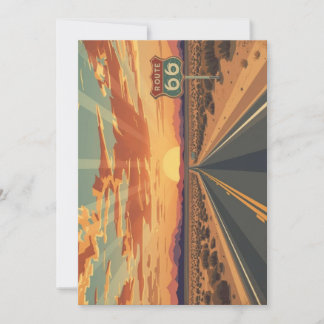 Route 66 Sunset Desert Road Travel Art Holiday Card