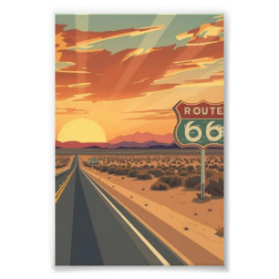 Route 66 Sunset Desert Road Travel Art Photo Print