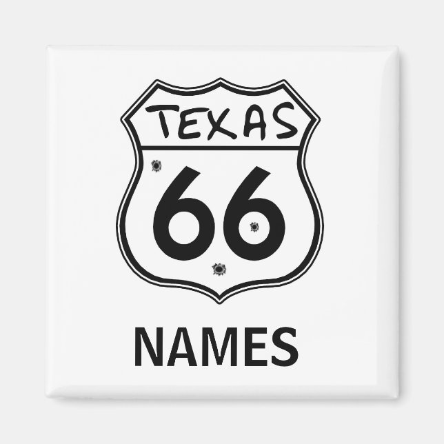 Route 66, TEXAS,Souviner Magnet (Front)