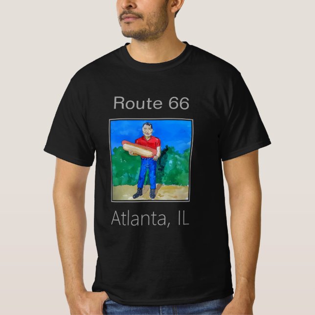 Route 66, The Hot Dog Muffler Man, Atlanta, IL T-Shirt (Front)