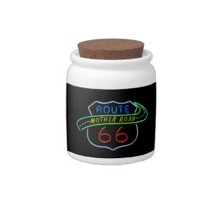 Route 66, The Mother Road, Neon Sign Candy Jar