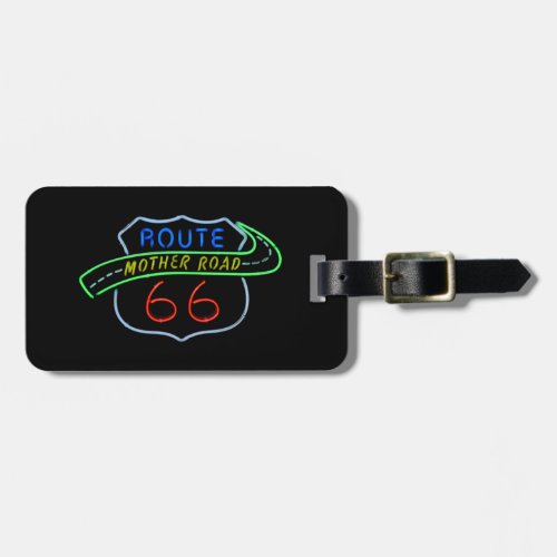 Route 66 The Mother Road Neon Sign Luggage Tag