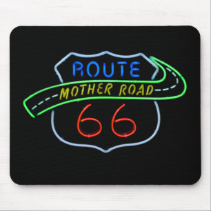 Route 66, The Mother Road, Neon Sign Mouse Pad