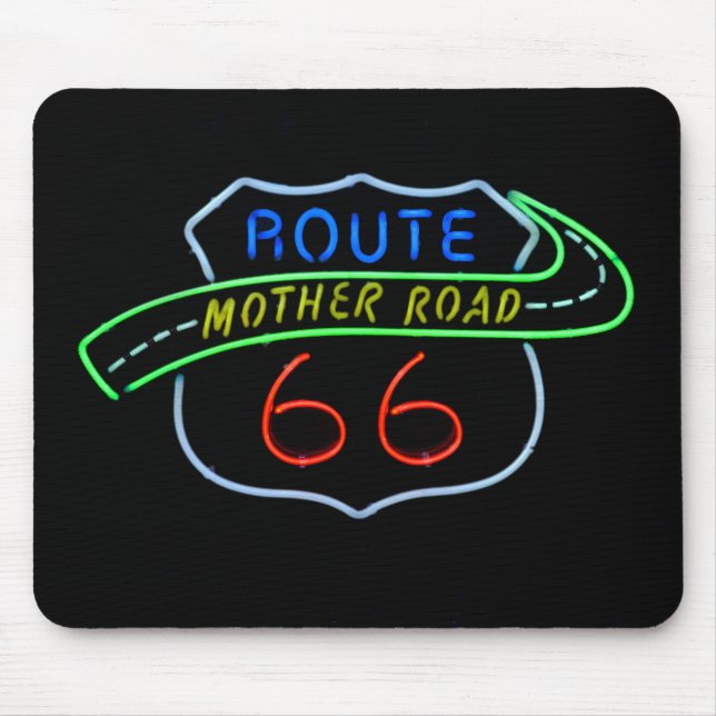 Route 66, The Mother Road, Neon Sign Mouse Pad (Front)