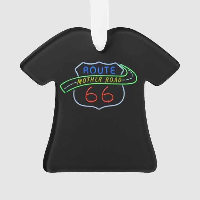 Route 66, The Mother Road, Neon Sign Ornament (Back)
