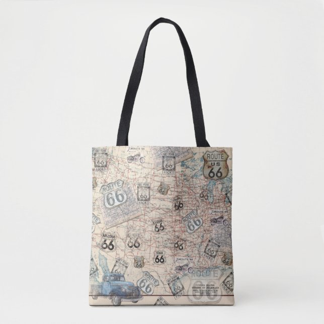 Route 66 Travel Map Tote Bag (Front)