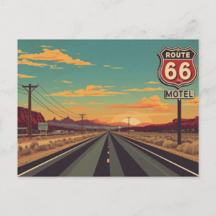 Route 66 Vintage American Road Trip Art Postcard