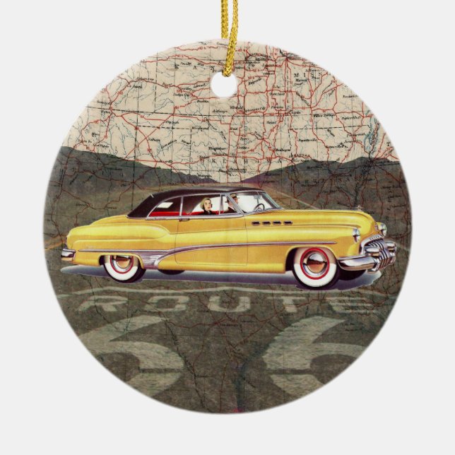 Route 66 Vintage Auto - SRF Ceramic Ornament (Front)