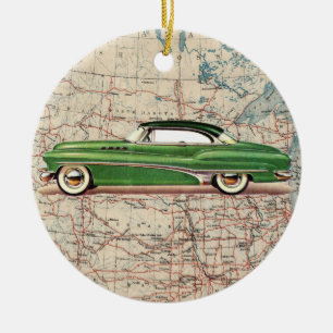 Route 66 Vintage Auto - SRF Ceramic Ornament