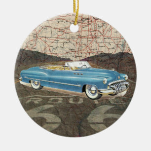 Route 66 Vintage Auto - SRF Ceramic Ornament