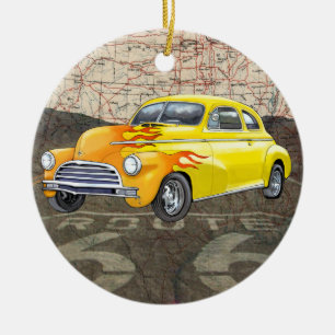 Route 66 Vintage Auto - SRF Ceramic Ornament