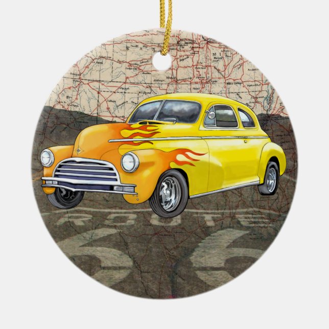 Route 66 Vintage Auto - SRF Ceramic Ornament (Front)