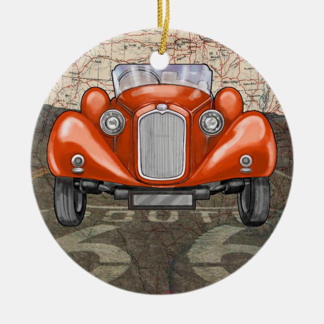 Route 66 Vintage Auto - SRF Ceramic Ornament (Front)