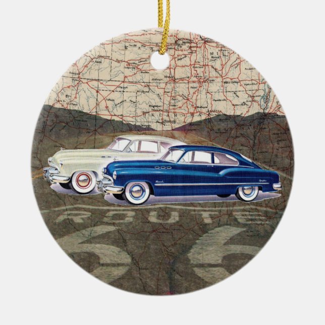 Route 66 Vintage Auto - SRF Ceramic Ornament (Front)