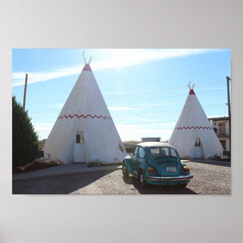 Route 66 Vintage Car Teepee Motel Photo Poster