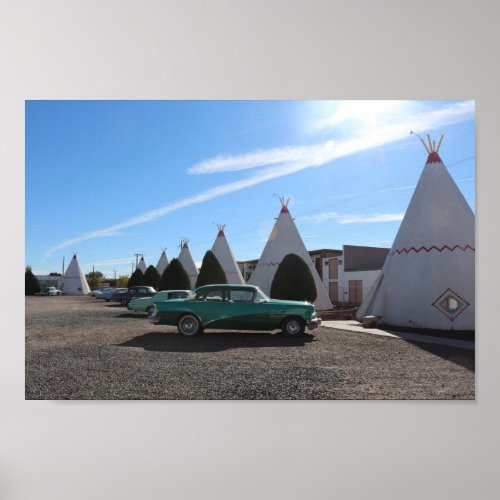 Route 66 Vintage Car Teepee Motel Photo Poster