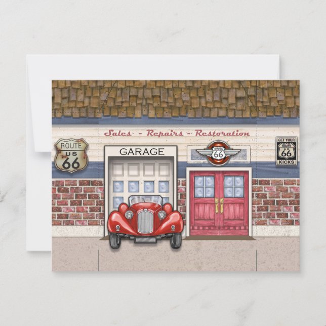 Route 66 - Vintage Cars- Invitation (Front)