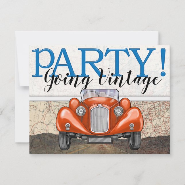 Route 66 - Vintage Cars- Invitation (Front)