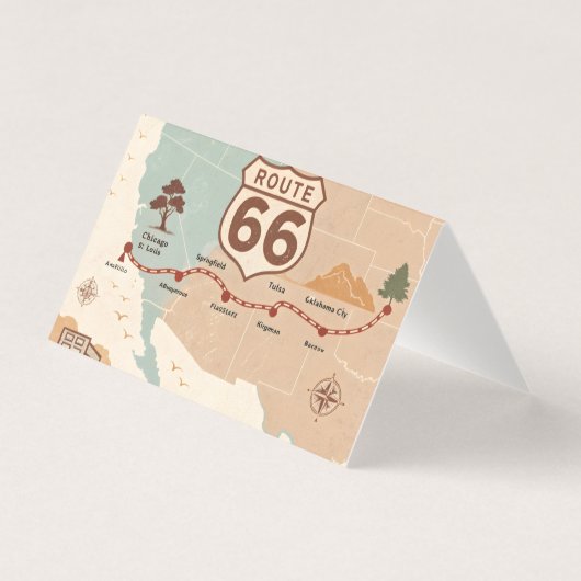 Route 66 Vintage Map with Historic Cities (Front)