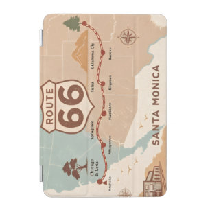 Route 66 Vintage Map with Historic Cities iPad Mini Cover