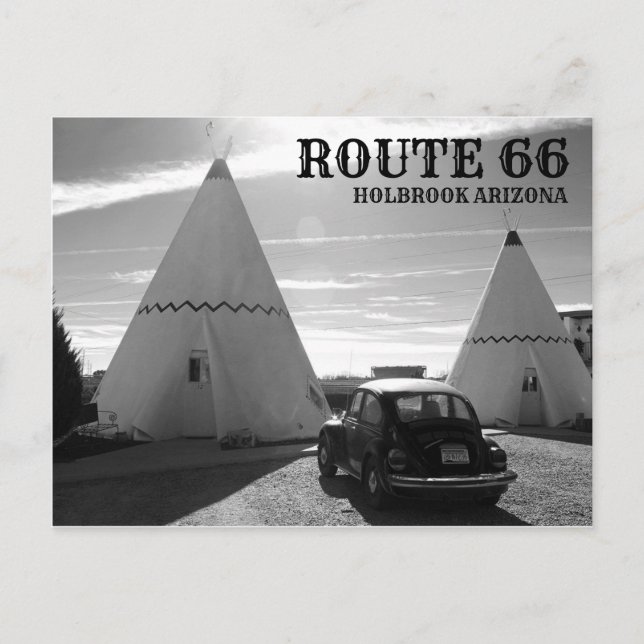 Route 66 Vintage Motel Black and White Postcard (Front)