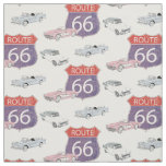 Route 66 Vintage Road Signs Classic Chevy Cars Fabric