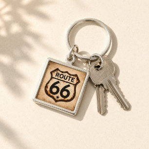 Route 66 Vintage Shield Americana Souvenir Keychain