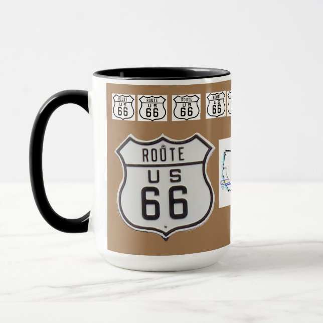 Route 66 Vintage Sign Gifts brown Mug (Left)