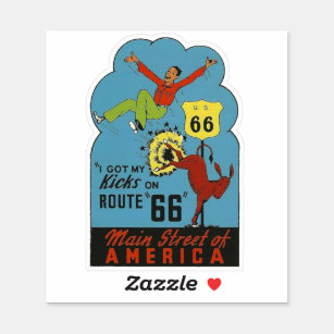 Route 66  Vintage Style Travel  Sticker