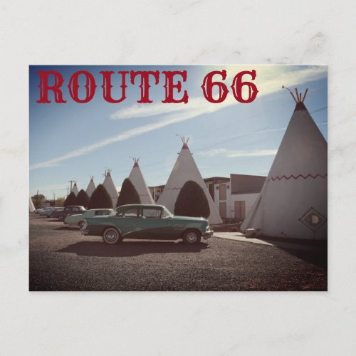 Route 66 Vintage TeePee Motel TRAVEL Postcard