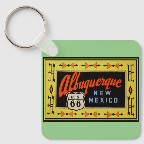 Route 66 _ Vintage Travel Albuquerque New Mexico   Keychain