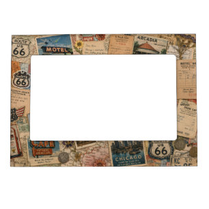 Route 66 Vintage Travel Ephemera Magnetic Frame
