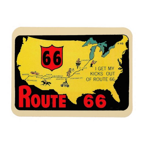 Route 66 _ Vintage Travel _ Flexible  Magnet