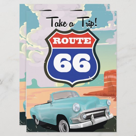 Route 66 vintage travel poster (Front/Back)