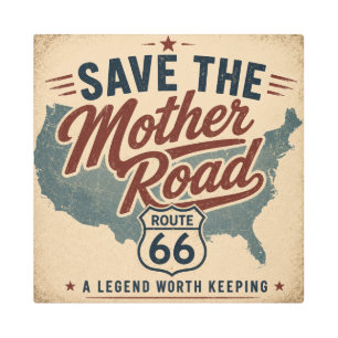 Route 66 Vintage USA Map Mother Road Americana Metal Print