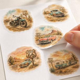 Route 66 Watercolor Desert Road Trip Adventure Sticker