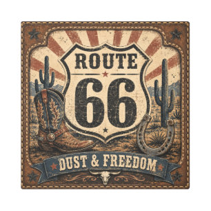 Route 66 Western Dust and Freedom Metal Print