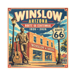 Route 66 Winslow Arizona Centennial Vintage Travel Metal Print