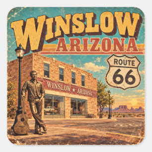 Route 66 Winslow Arizona Vintage Main Street  Square Sticker
