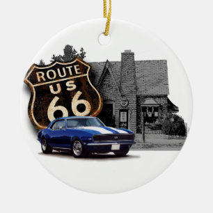 Route 66 with Camaro Ceramic Ornament