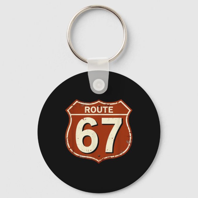 Route 67 Funny Retro Highway Meme Design  Keychain (Front)