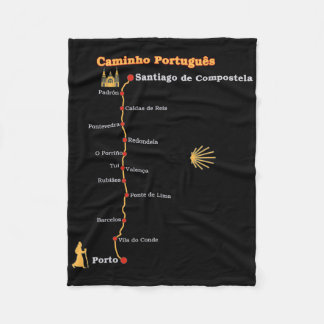 Route Caminho Português De Santiago Stages Camino Fleece Blanket