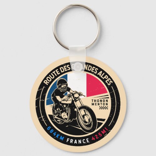 Route des Grandes Alpes  France  Motorcycle Keychain