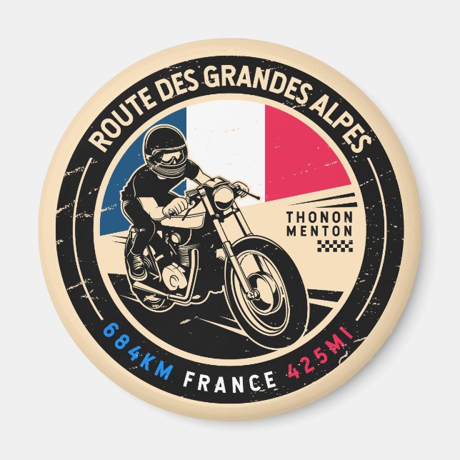 Route des Grandes Alpes | France | Motorcycle Magnet (Front)