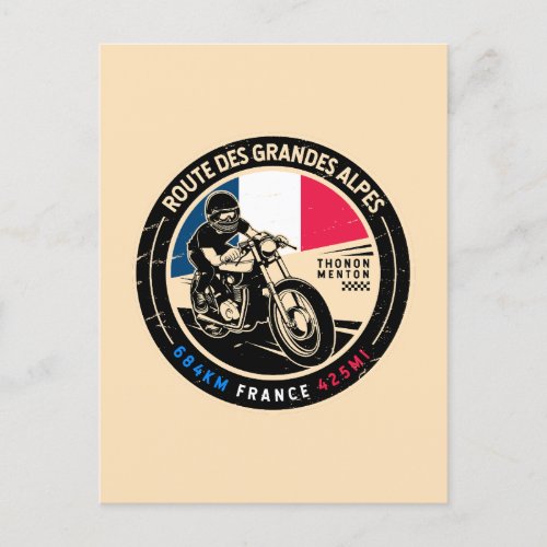 Route des Grandes Alpes  France  Motorcycle Postcard