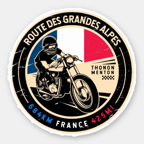Route des Grandes Alpes  France  Motorcycle Sticker