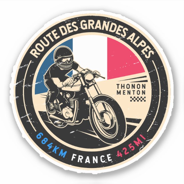 Route des Grandes Alpes | France | Motorcycle Sticker (Front)