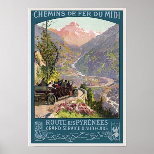 Route des Pyrnes France Vintage Poster 1920