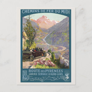 Route des Pyrénées France Vintage Poster 1920 Postcard