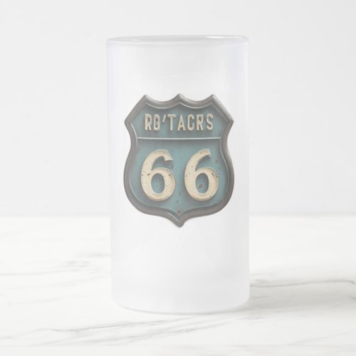 route frosted glass beer mug